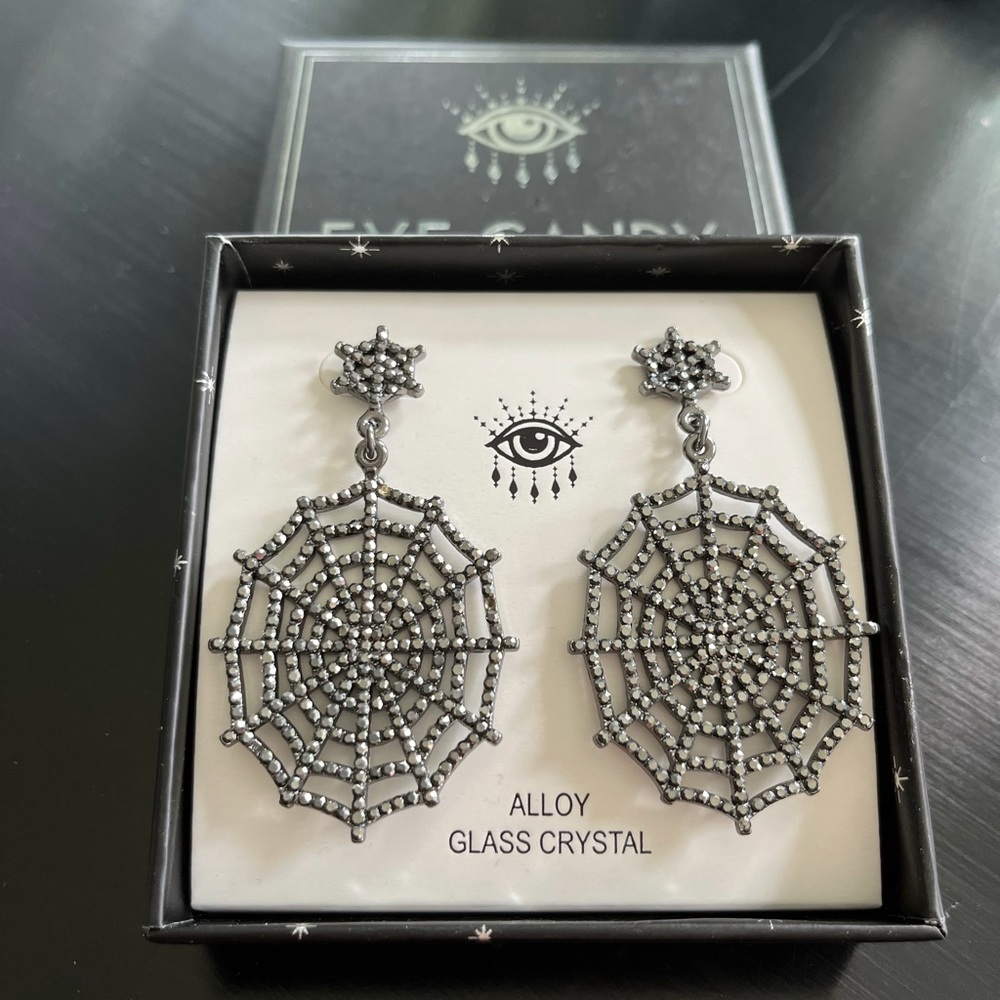NWT Eye Candy Spiderweb Earrings